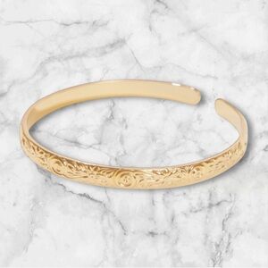 Our Spare Change 18k Gold-Plated Floral Cuff New w/ Pouch